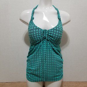 Beach Bump by Motherhood Maternity tankini top Medium geometric halter ruched